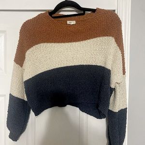 Color Block Striped Cropped Sweater